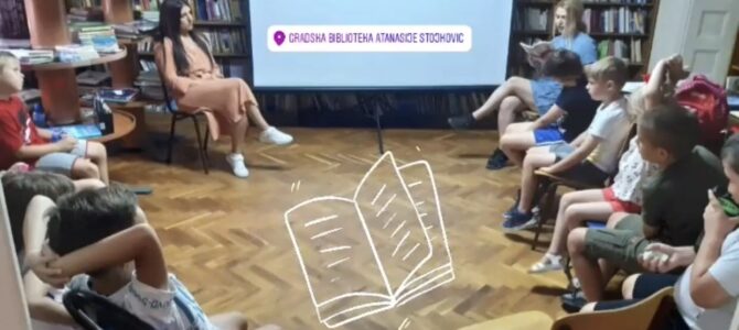 Разговор са Мирјаном Белошевић и децом, у Градској библиотеци у Руми